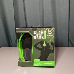 Green Glow in The Dark Headphones W/Built-In Mic